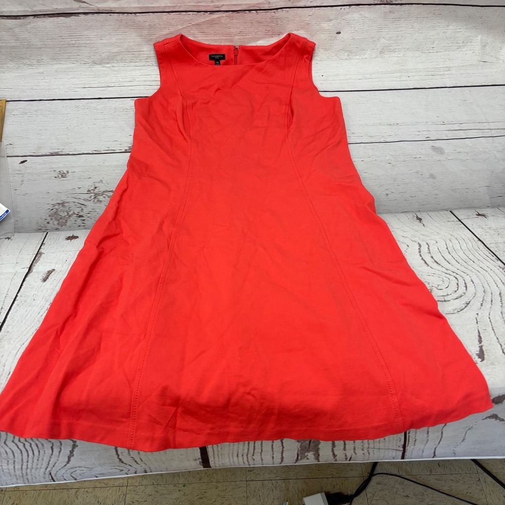 Talbots Petites Coral Red Sleeveless A-Line Dress Size 14P Princess Seam Career